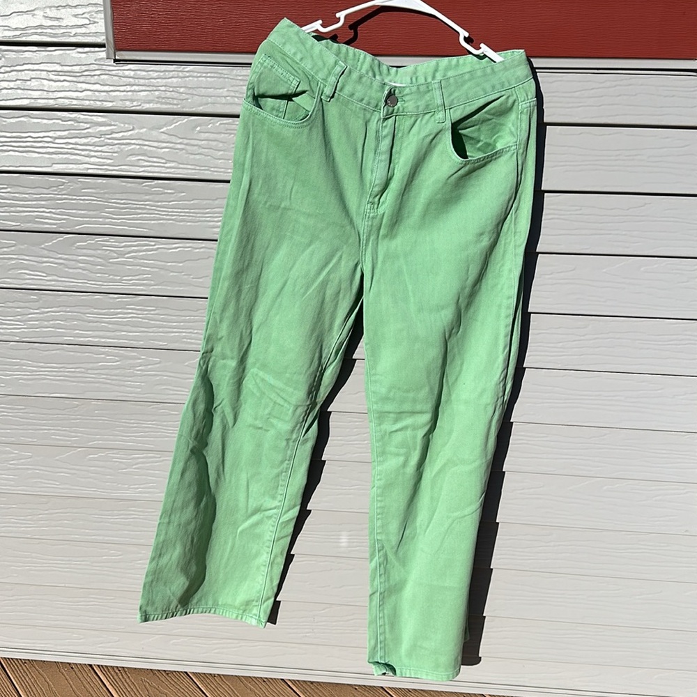 SHEIN W31 Green Flare Jeans.